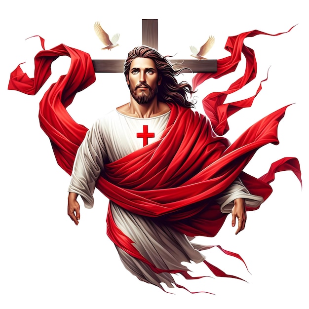 PSD good friday red cloth with christian cross design