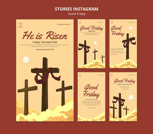 Good friday social media stories set