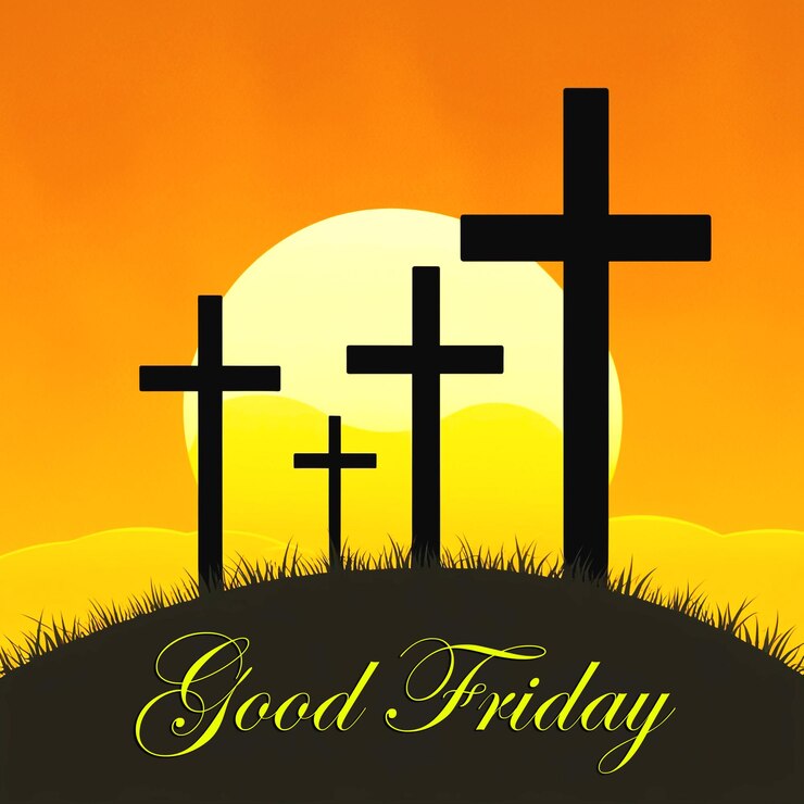 PSD good friday with cross and crucifixion of jesus christ social media post