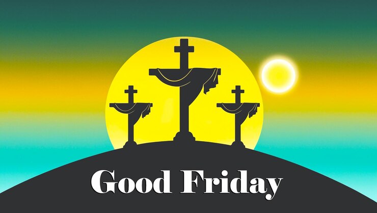 PSD good friday with cross and crucifixion of jesus christ social media post