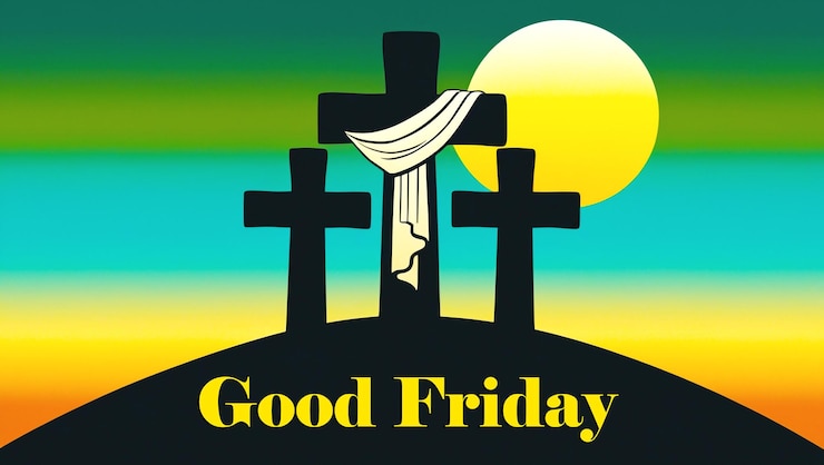 PSD good friday with cross and crucifixion of jesus christ social media post