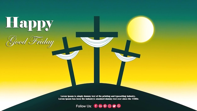 good friday with cross and crucifixion of jesus christ social media post