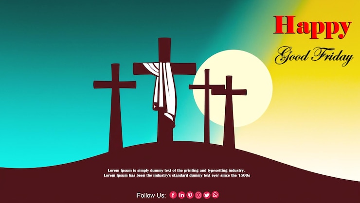PSD good friday with cross and crucifixion of jesus christ social media post