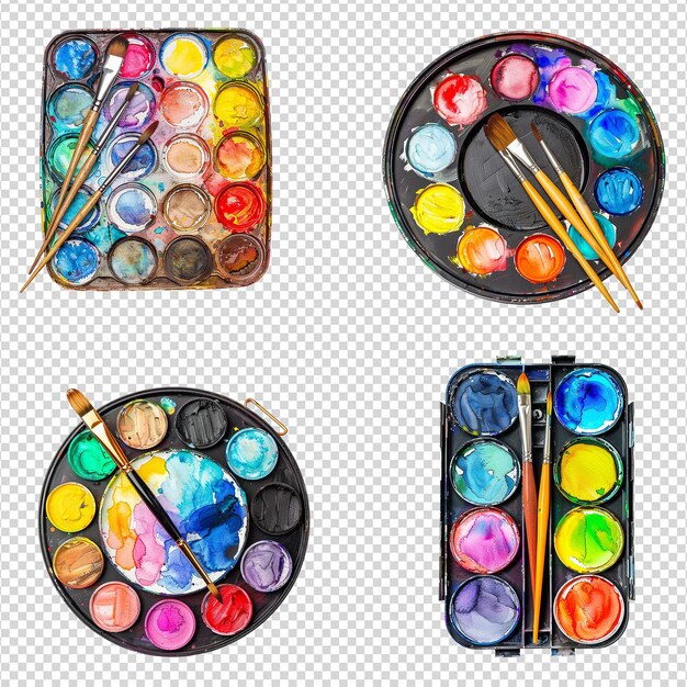 Good looking carnival themed watercolor palette set isolated on transparent background