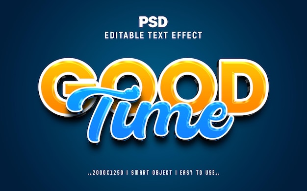 Good Time 3D редактируемый стиль текста Psd