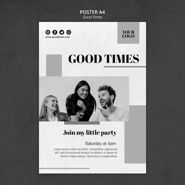 PSD good times poster template with photo