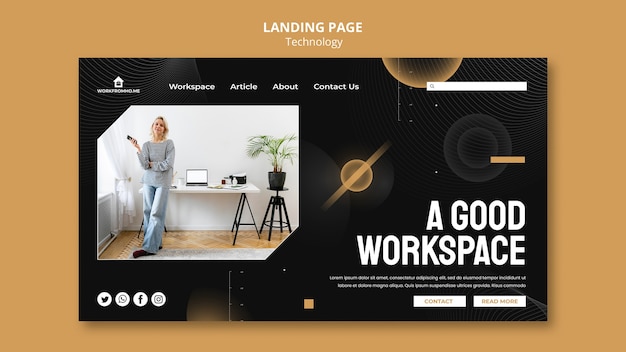 Good workspace landing page template