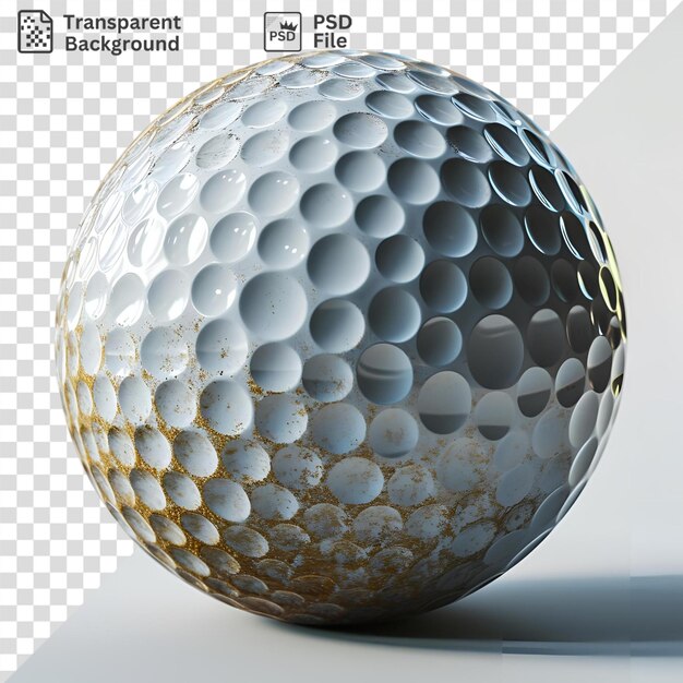 PSD goodyears witte golfbal werpt een donkere schaduw op een geïsoleerde achtergrond met een zwarte en grijze schaduw op de voorgrond