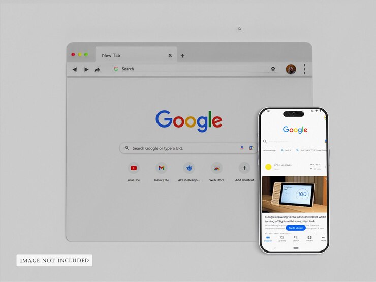 PSD google bar browser template mockup