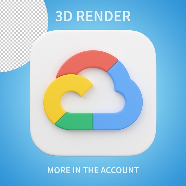 PSD google 클라우드 아이콘 3d 렌더링