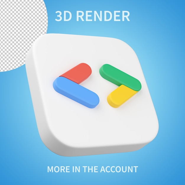 Google 개발자 아이콘 3d 렌더링