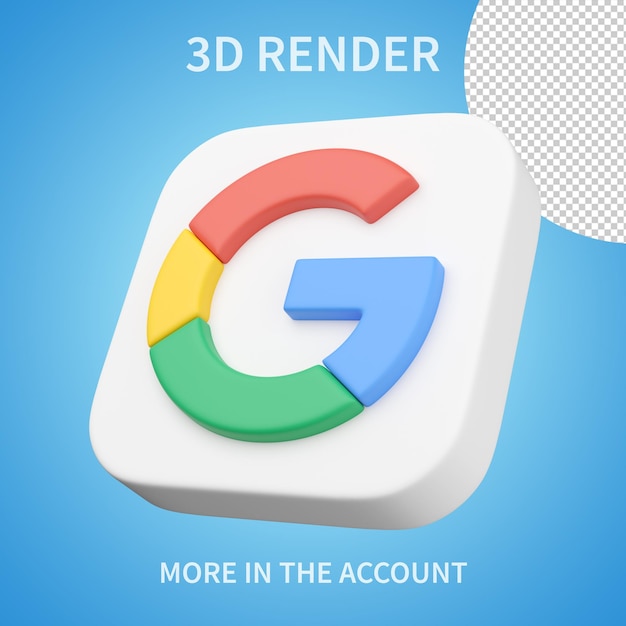 Google icon 3d render on a transparent background