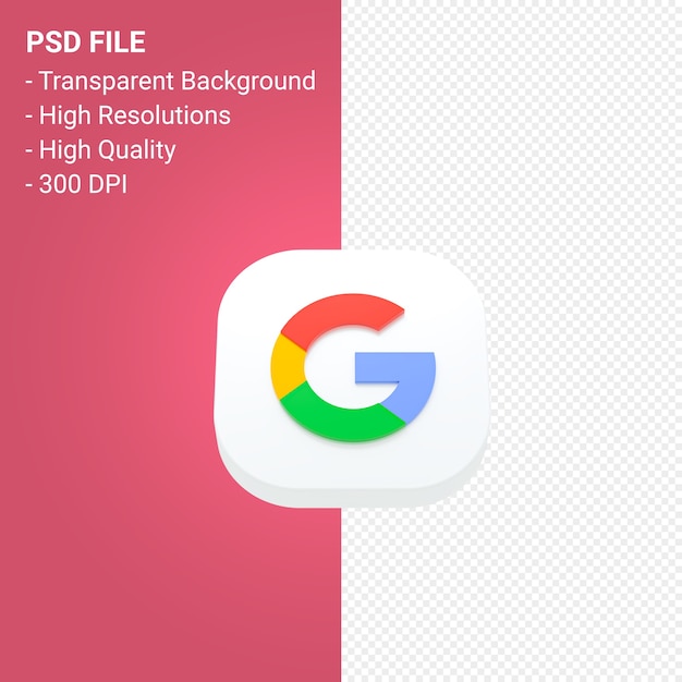 PSD google 로고 3d 아이콘 렌더링 절연