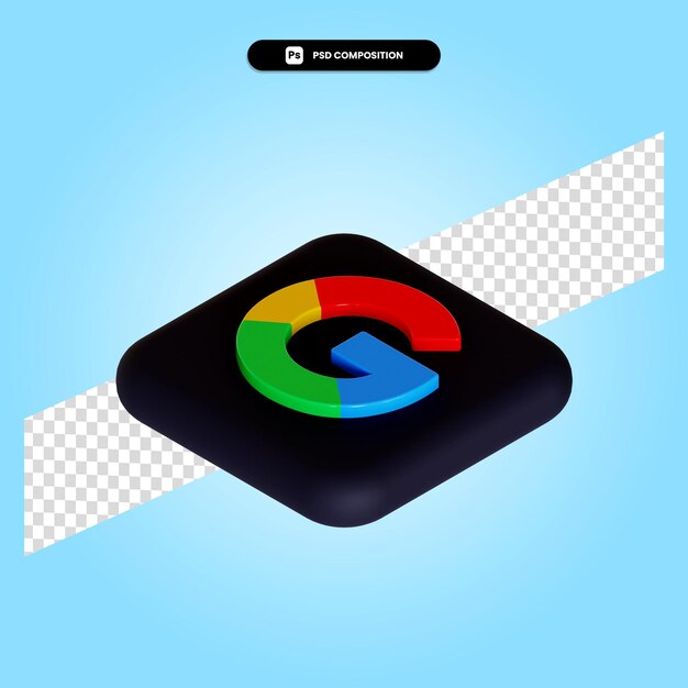 PSD google logo applicatie 3d render illustratie geïsoleerd