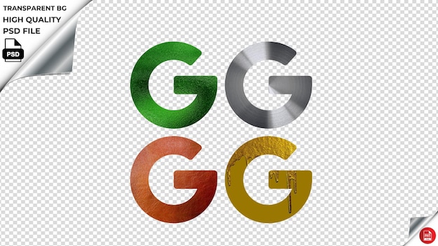 PSD google металлический зеленый золотой блестящий кожаный спин металл икона пакет psd прозрачный