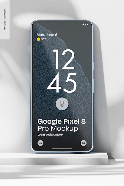 PSD グーグルピクセル8プロ ポディウムモックアップ フロントビュー