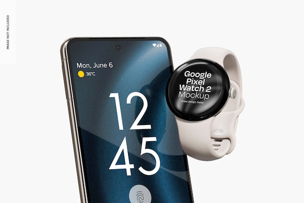 PSD google pixel 8 pro z makietą pixel watch 2