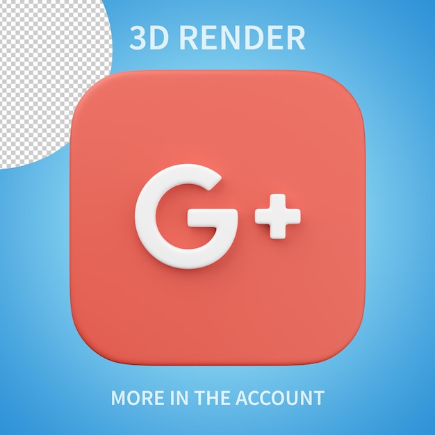 PSD google プラス アイコン 3 d レンダリング