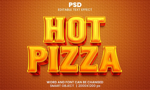 Gorąca Pizza 3d Edytowalny Efekt Tekstowy Premium Psd Z Tłem