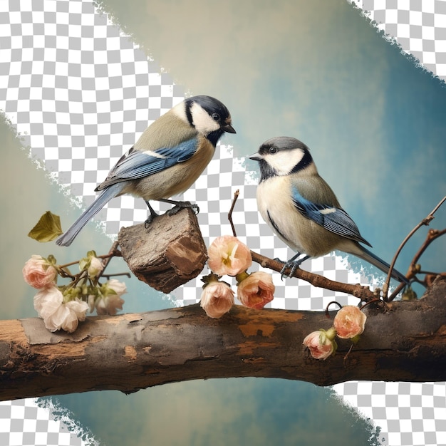 PSD gorgeous avians perch on timber