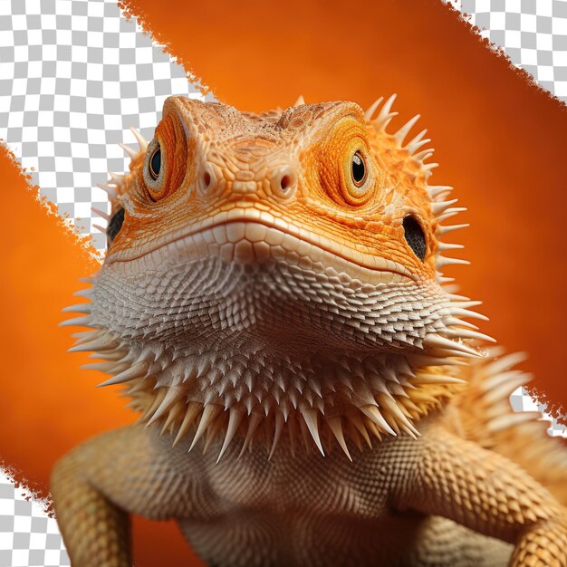Gorgeous bearded dragon crawling transparent background
