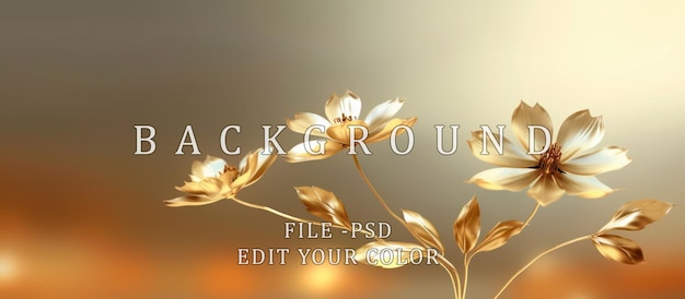 PSD gorgeous gold flower background