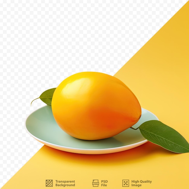 PSD gorgeous mango displayed on a plate contrasted by a transparent background