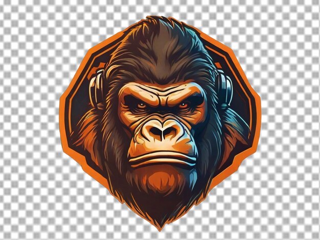 PSD gorilla head logo on transparent background