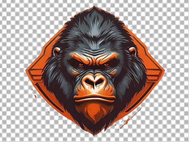 PSD gorilla head logo on transparent background