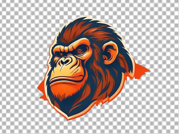 PSD gorilla head logo on transparent background