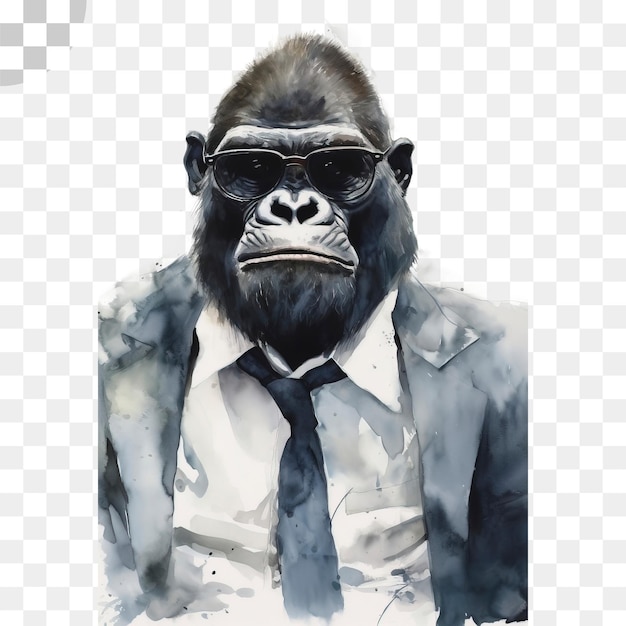 PSD gorilla in a suit transparent background