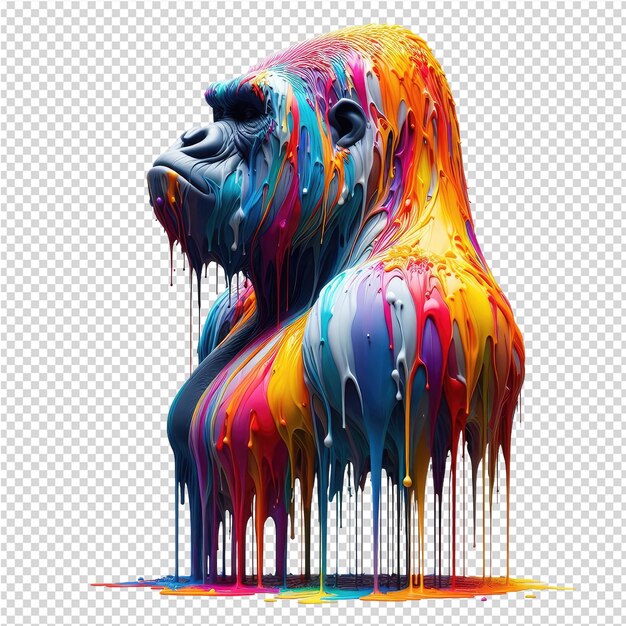 PSD a gorilla that is colored and has a colored background with different colors