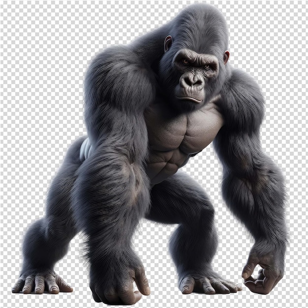 PSD a gorilla with a big head and a black back ground