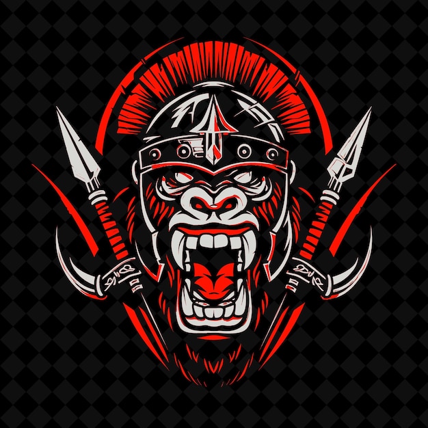 PSD a gorilla with a sword and swords on it