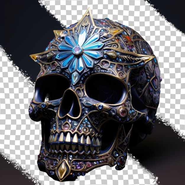Готический и темный дизайн с мотивом кристаллического черепа, выполненный с использованием термопластичных и художественных модельных материалов, прозрачный фон