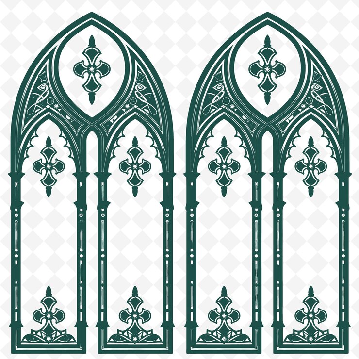 PSD gothic arch borderlines with fleur de lis decorations and st png unique stylized motifs designs