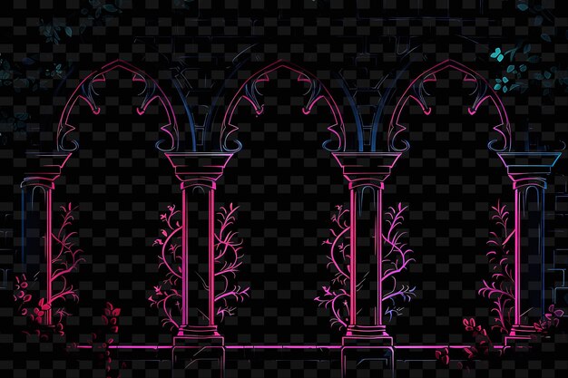 Gothic arch trellises pixel art with ornate details featurin creative texture y2k neon item designs