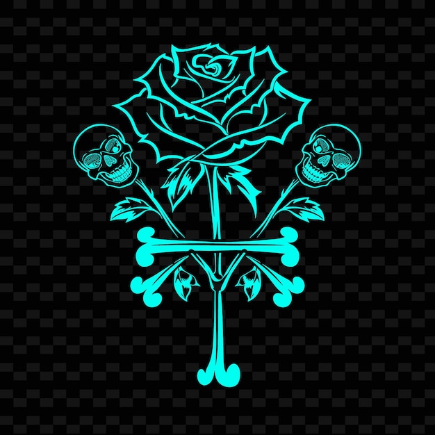 PSD gothic black rose logo with decorative sku creative vector design of nature collection