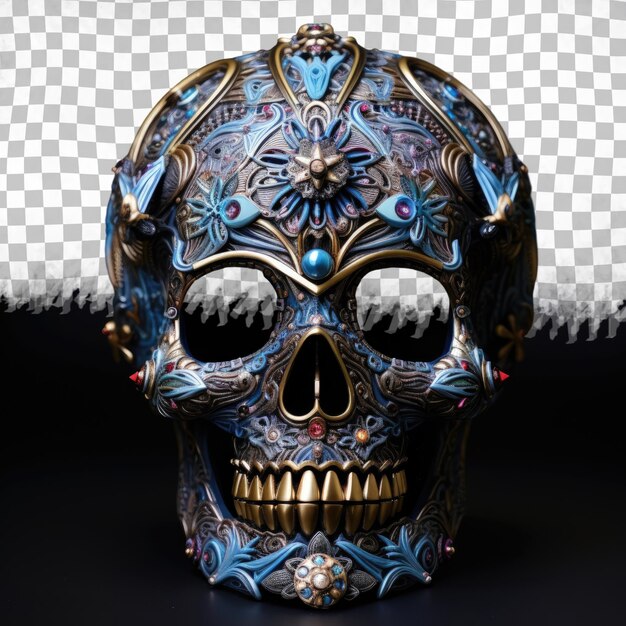 PSD gothic and dark design with crystal skull motif crafted using thermoplastic and artistic modeling materials transparent background