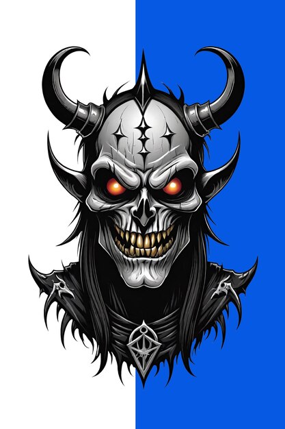 Gothic devil head with horns illustration