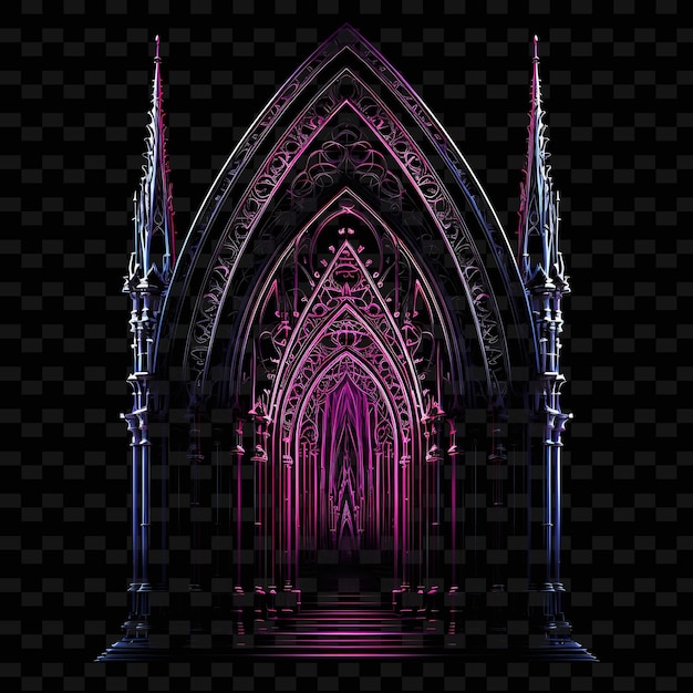 PSD gothic gothic architecture lines ornate details deep purple png y2k shapes transparent light arts