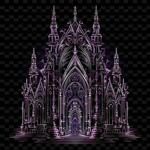 PSD gothic gothic architecture lines ornate details deep purple shape y2k neon light art collections