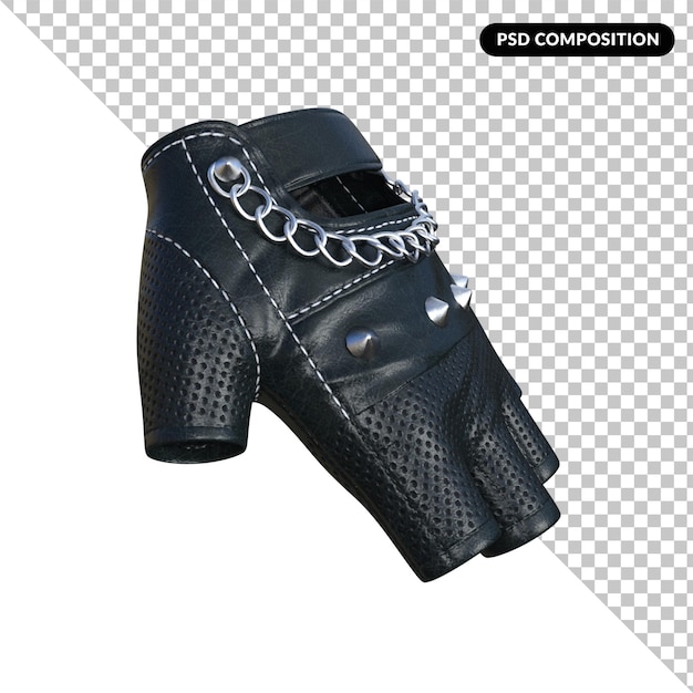 Gothic Leather Gloves isolated 3d