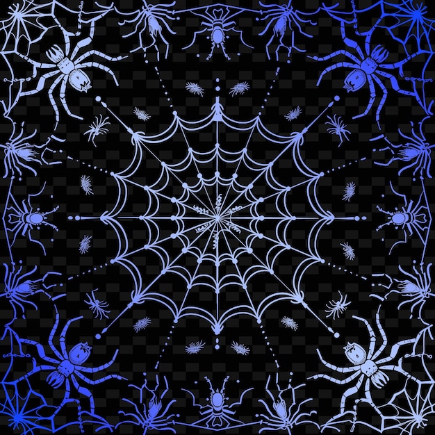 PSD gothic spider web folk art with thread pattern and spider de illustration decor motifs collection