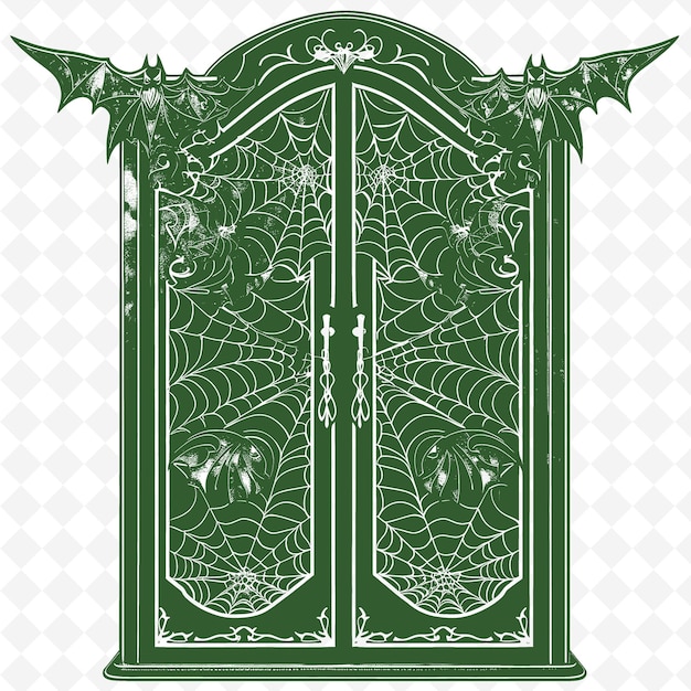 PSD gothic style armoire met bat design en spider web symbols illustratie decor motifs collectie