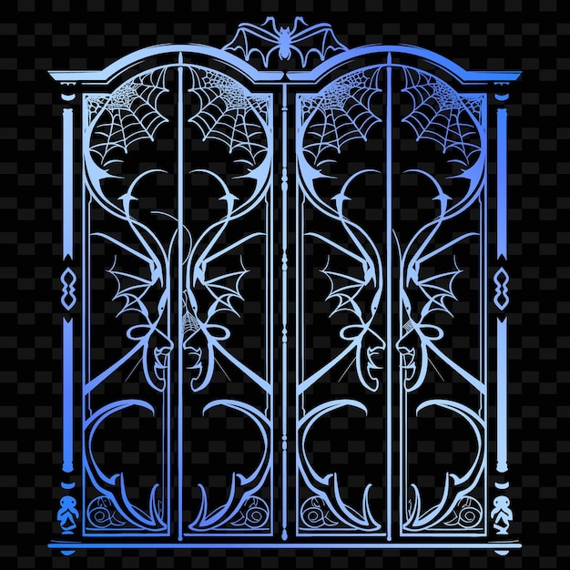 PSD gothic style armoire with bat design and spider web symbols illustration decor motifs collection