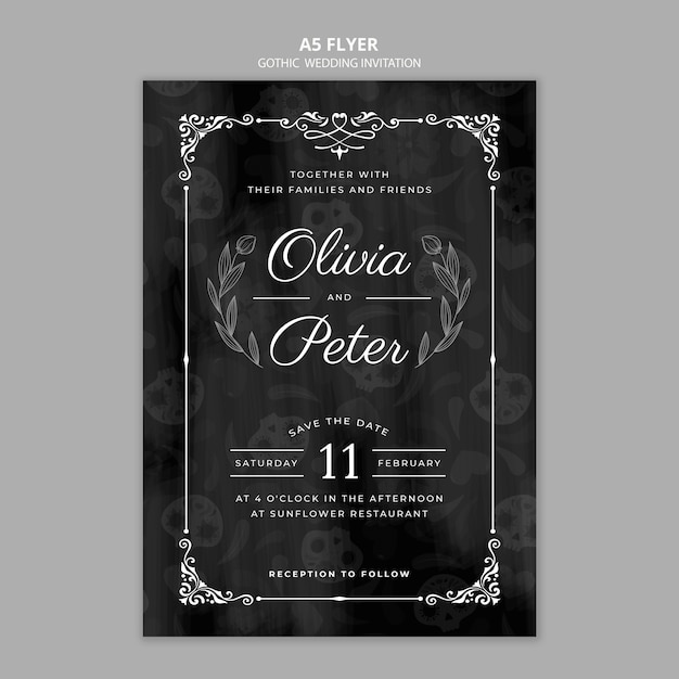 PSD gothic wedding invitation template