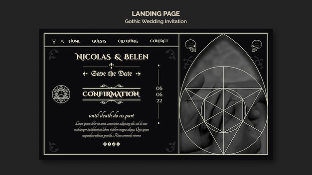 Gothic wedding invitation template