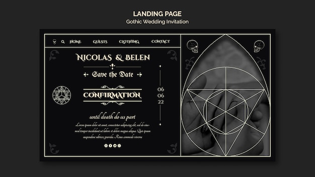 PSD gothic wedding invitation template