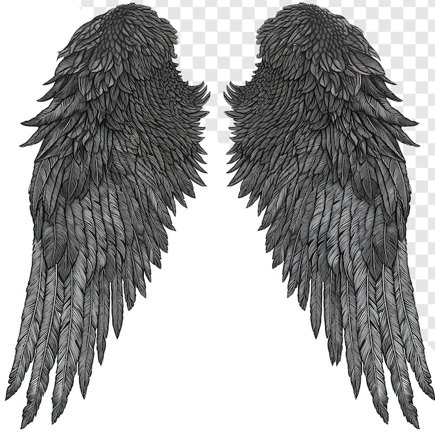 PSD gothic wings high detail transparent background vector illustration